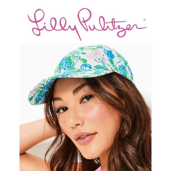 ☀🌴🏌 NWT LILLY PULITZER Women’s Run Around Hat Resort White Print - Picture 1 of 10